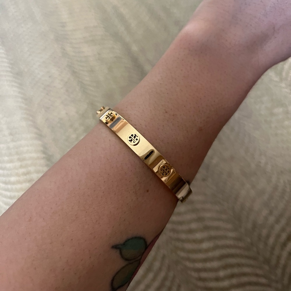 Tory Burch gold stud hinge bangle